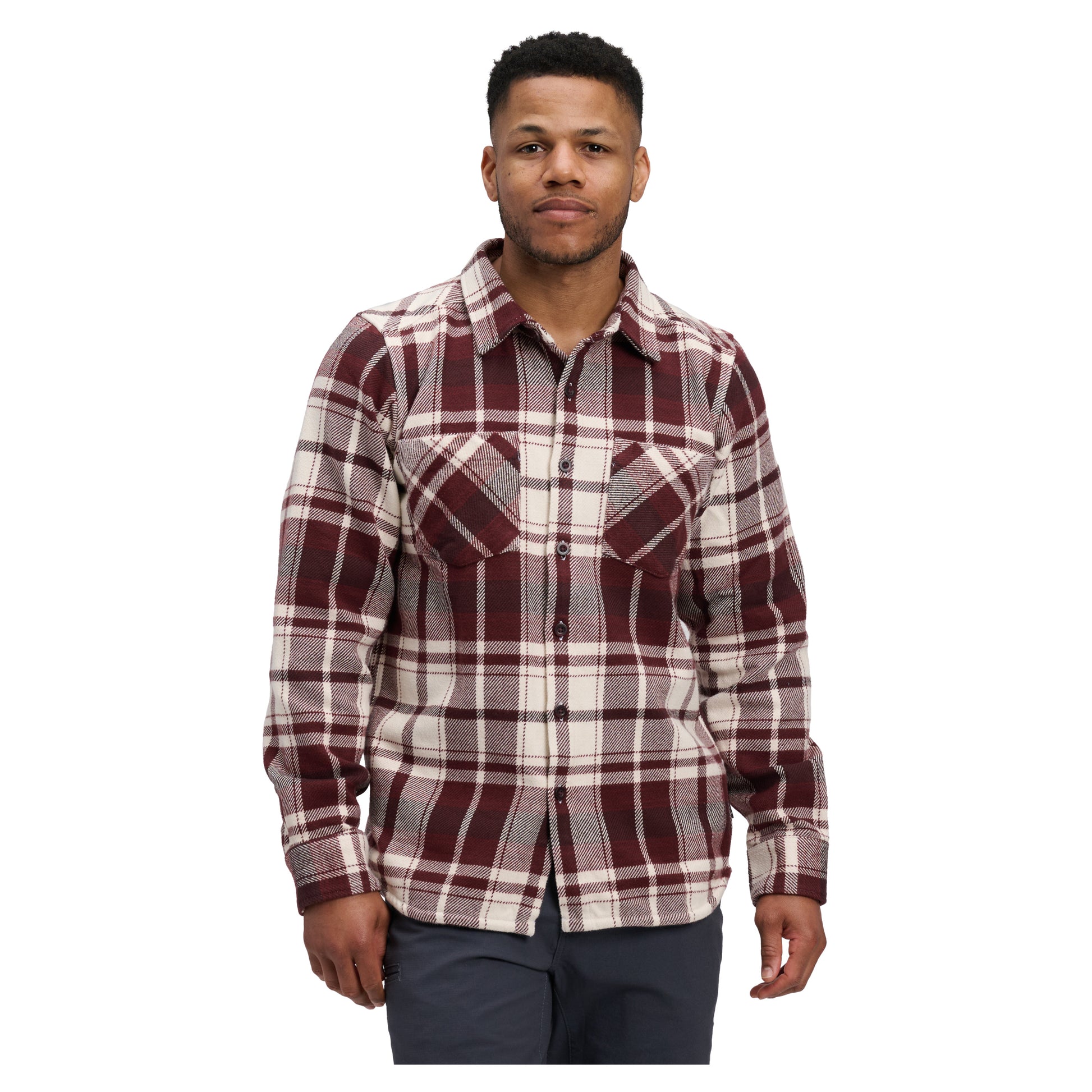 Burgundy-Off White Plaid