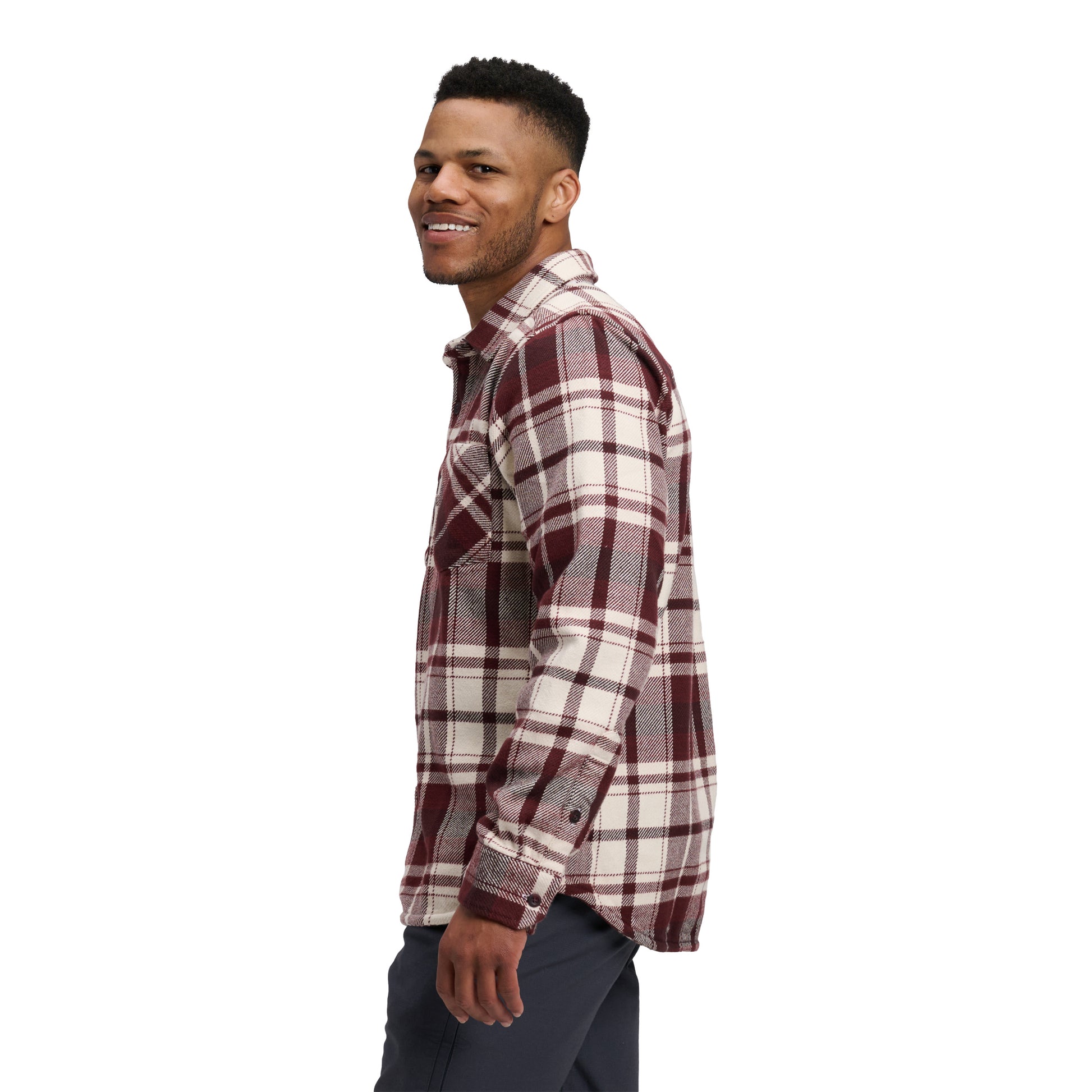 Burgundy-Off White Plaid