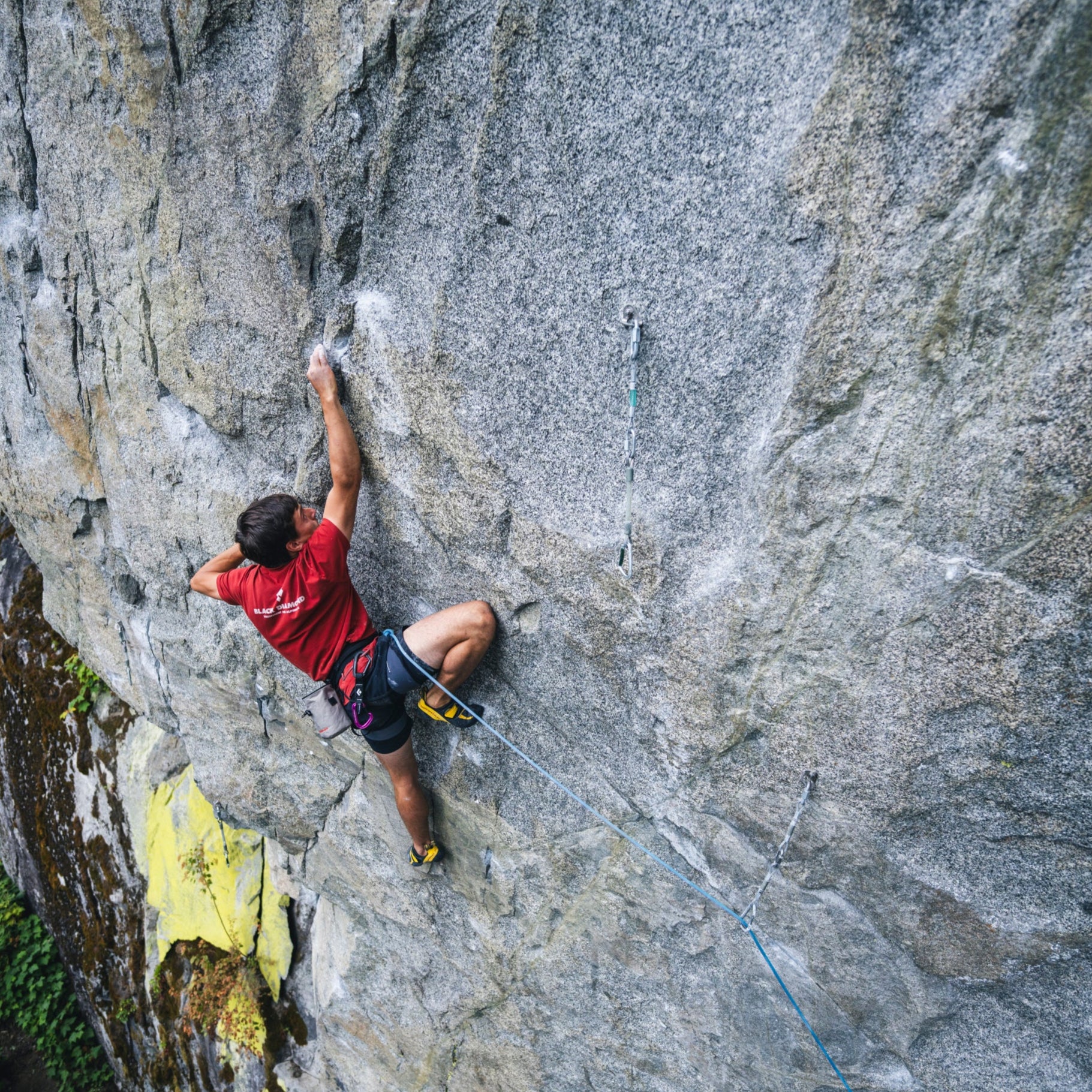 BD athlete Connor Herson on a granite sport climb.