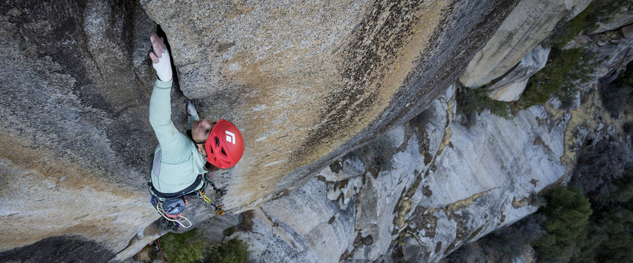BD athlete Babsi Zangerl crack climbing in Yosemite, CA