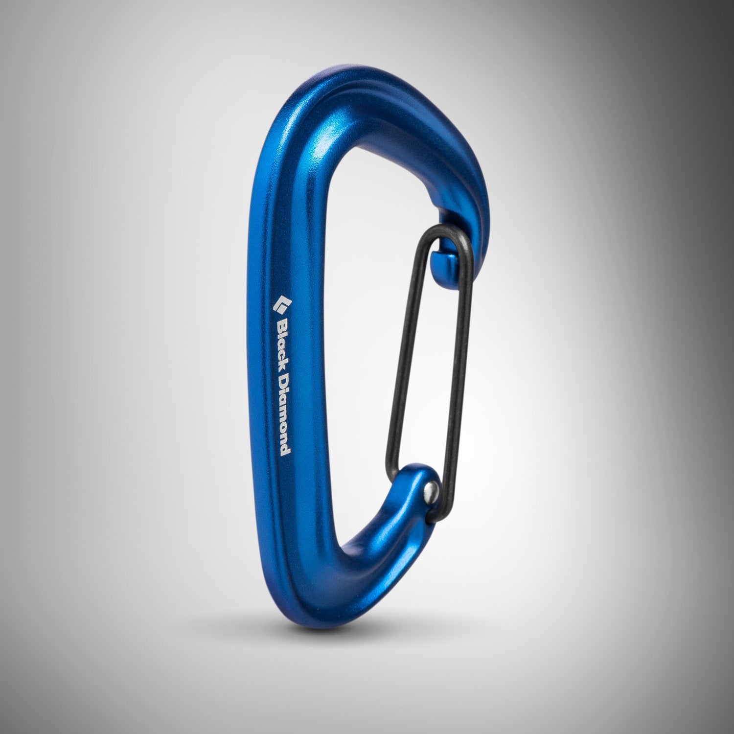 A blue carabiner. 