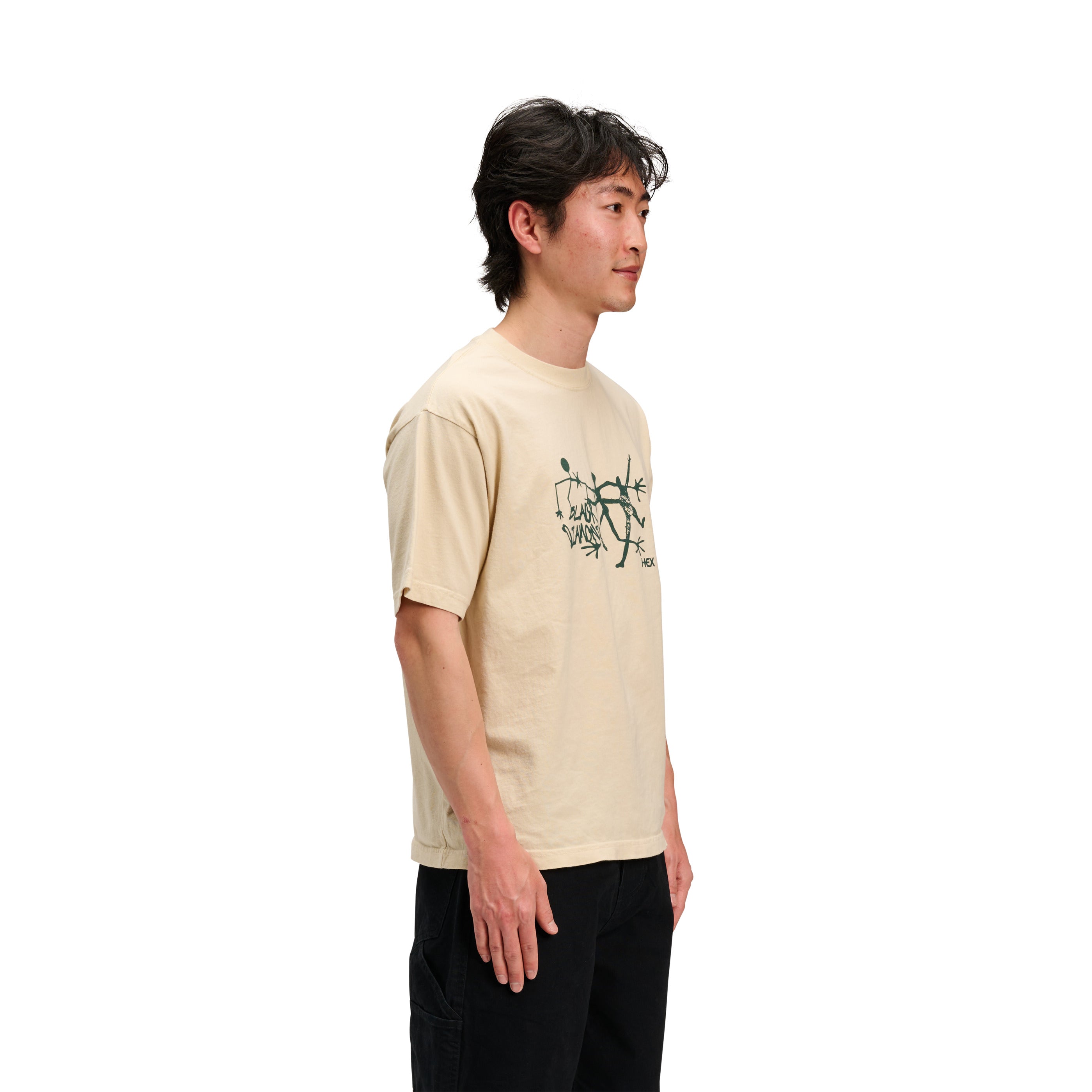 【DISCERNMENT】Boxy Fit Pigment Basic Short Sleeve T-Shirt BD HEX Friends Short Sleeve Tee – Black Diamond
