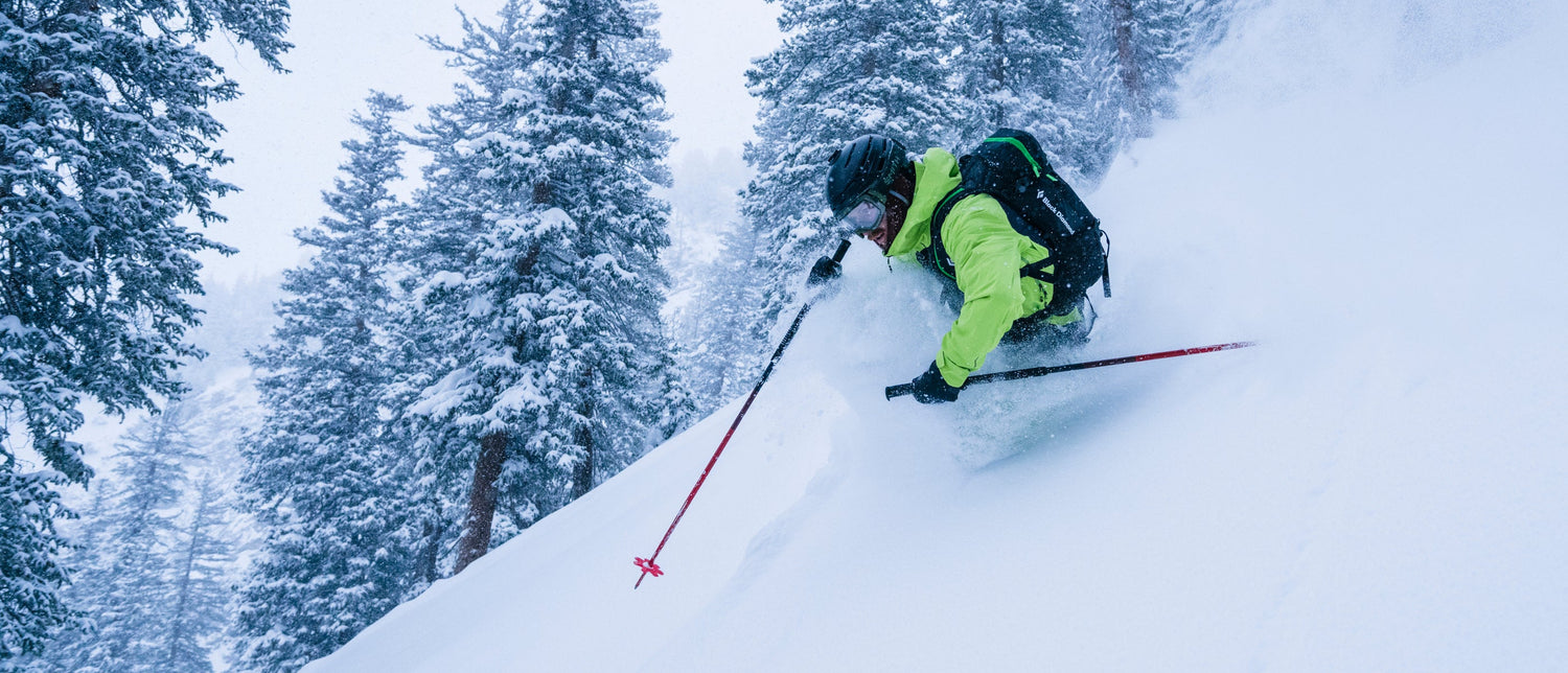 A skier in powder in Utah. 