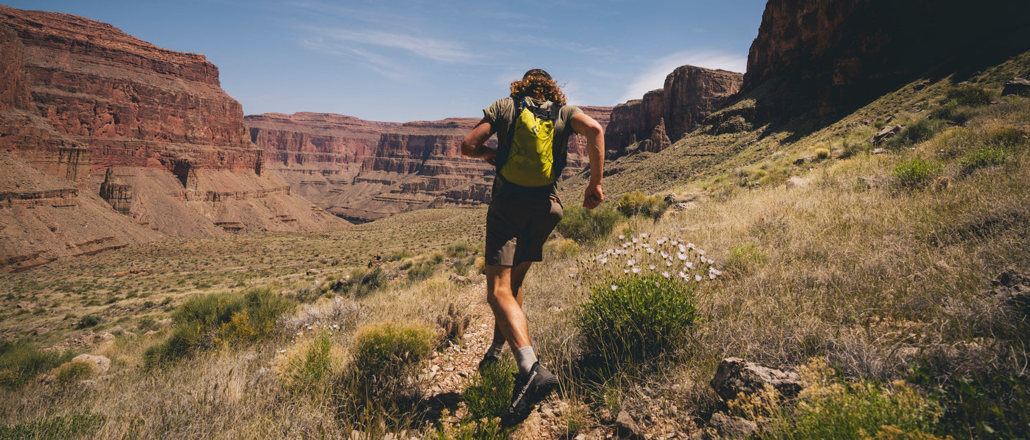 BD athlete Joe Grant runs in the Grand Canyon. 