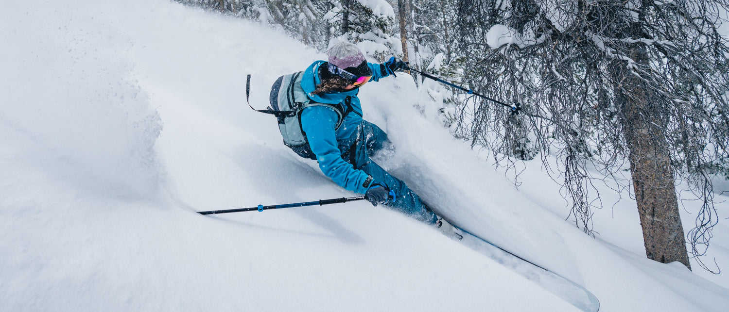 A skier in deep Wasatch powder. 